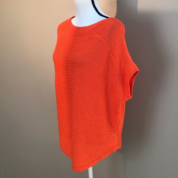 Jcp Orange Knitted Short Sleeved Sweater Top L - Picture 3 of 6